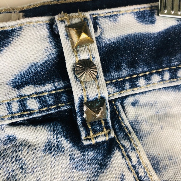 DECIBEL Pant Jean Short Men Metal Stub Belt Loop Acid Wash Distress Blue sz 40 - Picture 3 of 12